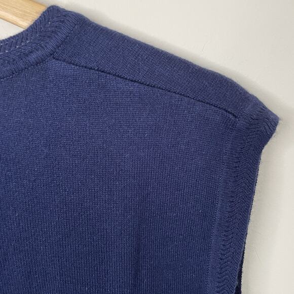 NWT Cutter and Buck Navy Blue Silk Lambswool Blend Sweater Vest Lightweight LRG - Picture 8 of 11